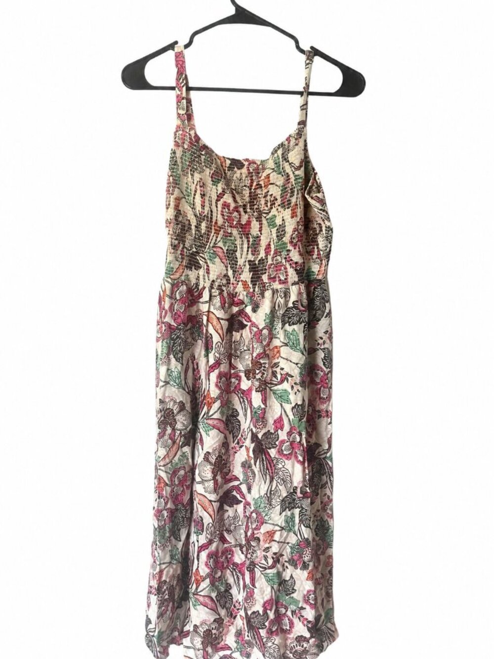 Old Navy White Floral Smocked Fit & Flare Midi Sun Dress L